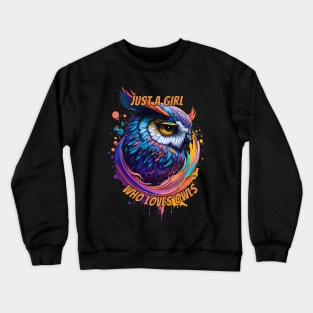 Just A Girl Who Loves Owls Splash Art Crewneck Sweatshirt